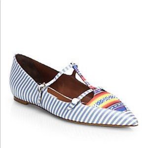 Tabitha Simmons Printed T-Strap Mary Jane Flats 38